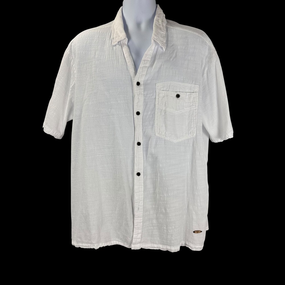 Blanco 100% Cotton Gauze Button Down Shirt White XXL Short Sleeve Beach Casual